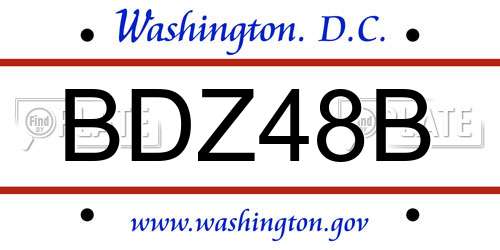 BDZ48B District Of Columbia License Plate