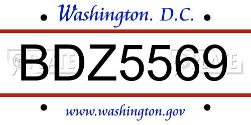 BDZ5569 District Of Columbia License Plate