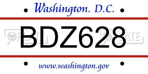 BDZ628 District Of Columbia License Plate