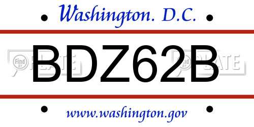 BDZ62B District Of Columbia License Plate