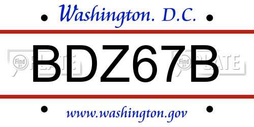 BDZ67B District Of Columbia License Plate
