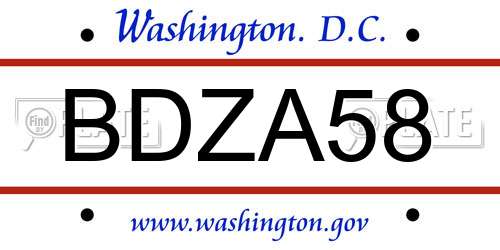 BDZA58 District Of Columbia License Plate