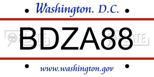 BDZA88 District Of Columbia License Plate