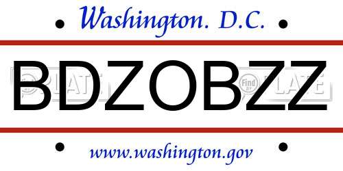 BDZOBZZ District Of Columbia License Plate
