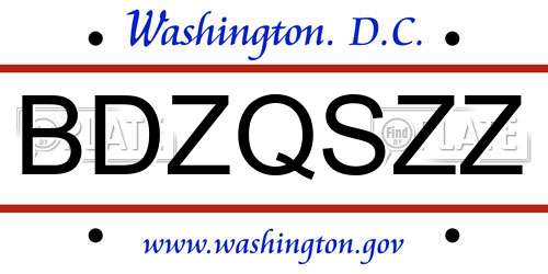 BDZQSZZ District Of Columbia License Plate