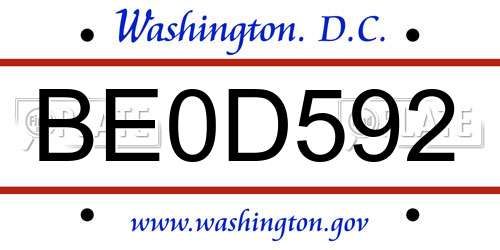 BE0D592 District Of Columbia License Plate