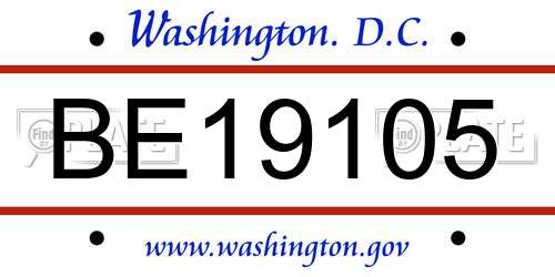 BE19105 District Of Columbia License Plate