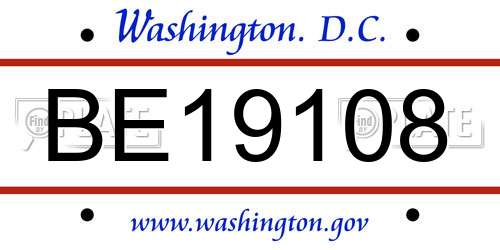 BE19108 District Of Columbia License Plate