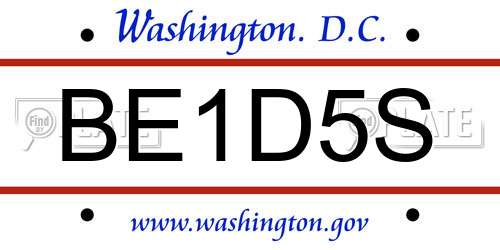 BE1D5S District Of Columbia License Plate