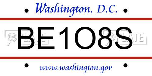 BE1O8S District Of Columbia License Plate
