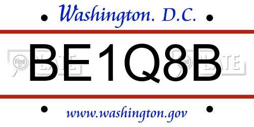 BE1Q8B District Of Columbia License Plate
