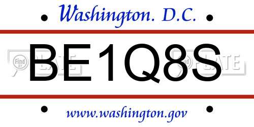 BE1Q8S District Of Columbia License Plate
