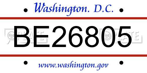 BE26805 District Of Columbia License Plate