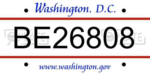 BE26808 District Of Columbia License Plate