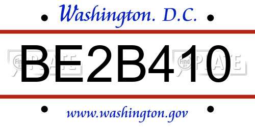 BE2B410 District Of Columbia License Plate