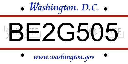 BE2G505 District Of Columbia License Plate
