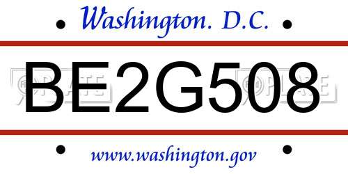 BE2G508 District Of Columbia License Plate