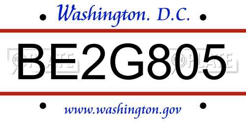 BE2G805 District Of Columbia License Plate