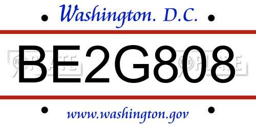 BE2G808 District Of Columbia License Plate