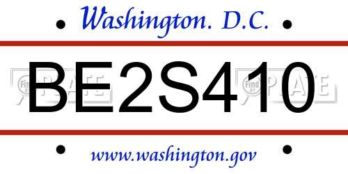 BE2S410 District Of Columbia License Plate