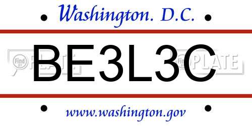 BE3L3C District Of Columbia License Plate