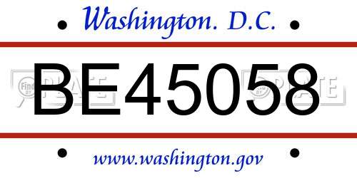 BE45058 District Of Columbia License Plate