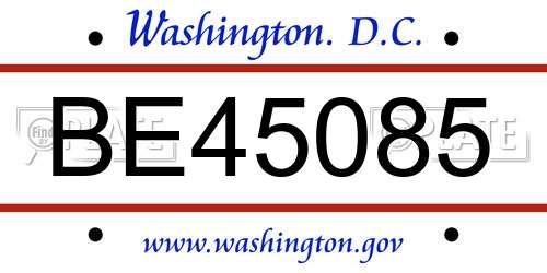 BE45085 District Of Columbia License Plate