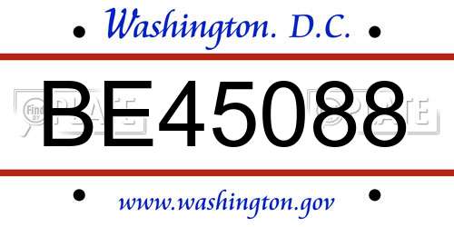 BE45088 District Of Columbia License Plate