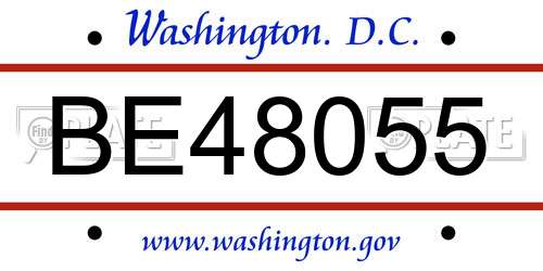 BE48055 District Of Columbia License Plate