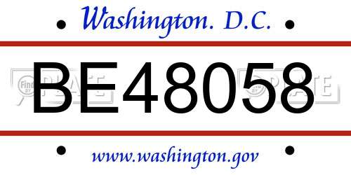 BE48058 District Of Columbia License Plate