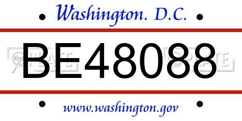 BE48088 District Of Columbia License Plate