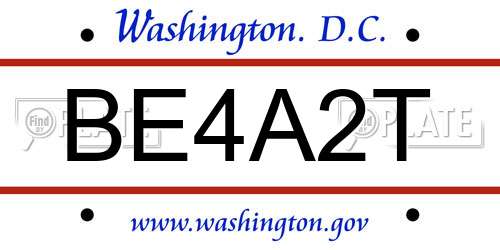 BE4A2T District Of Columbia License Plate