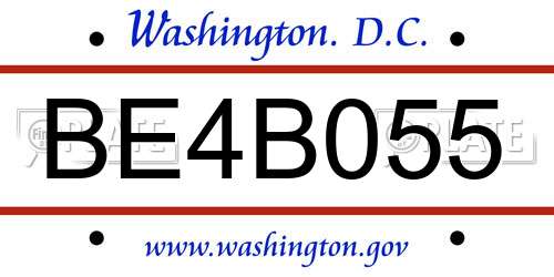 BE4B055 District Of Columbia License Plate