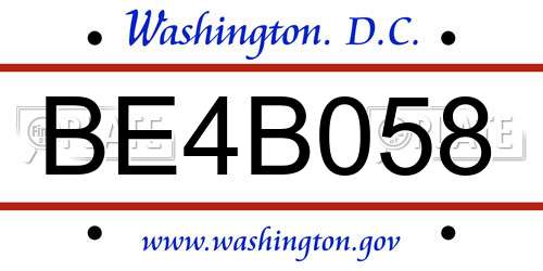 BE4B058 District Of Columbia License Plate