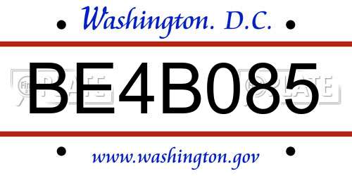 BE4B085 District Of Columbia License Plate