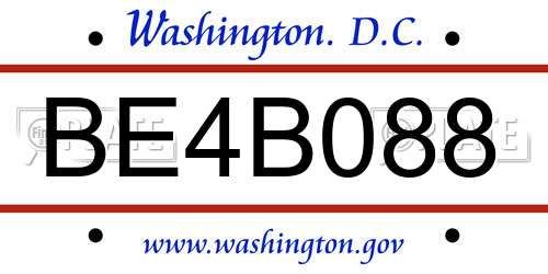 BE4B088 District Of Columbia License Plate