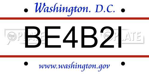 BE4B2I District Of Columbia License Plate