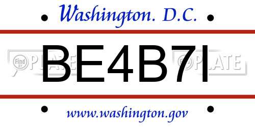 BE4B7I District Of Columbia License Plate