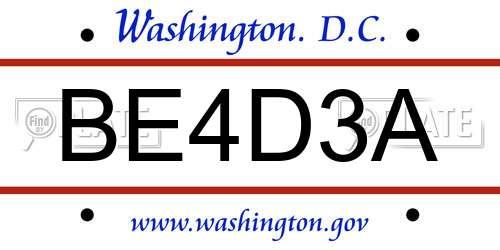 BE4D3A District Of Columbia License Plate