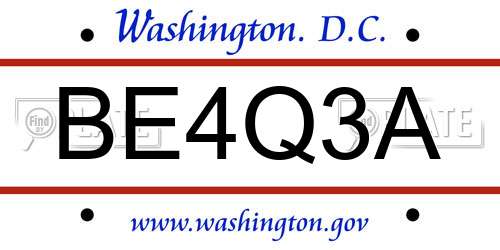 BE4Q3A District Of Columbia License Plate