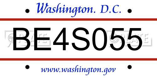 BE4S055 District Of Columbia License Plate