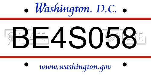 BE4S058 District Of Columbia License Plate