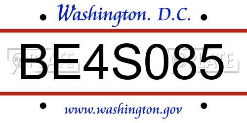 BE4S085 District Of Columbia License Plate