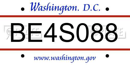 BE4S088 District Of Columbia License Plate