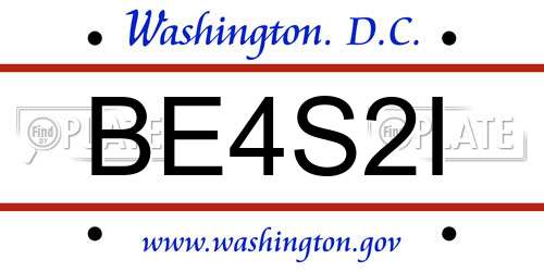 BE4S2I District Of Columbia License Plate