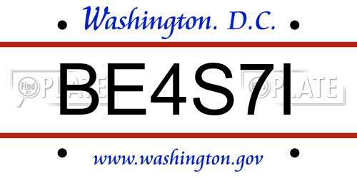 BE4S7I District Of Columbia License Plate