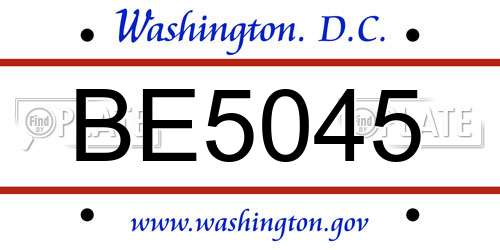 BE5045 District Of Columbia License Plate