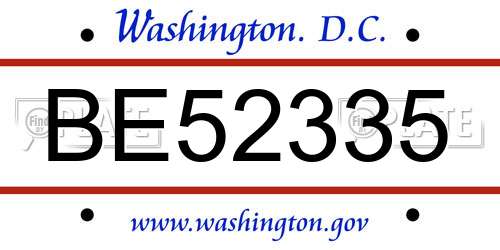 BE52335 District Of Columbia License Plate