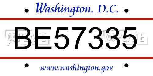 BE57335 District Of Columbia License Plate