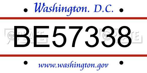 BE57338 District Of Columbia License Plate